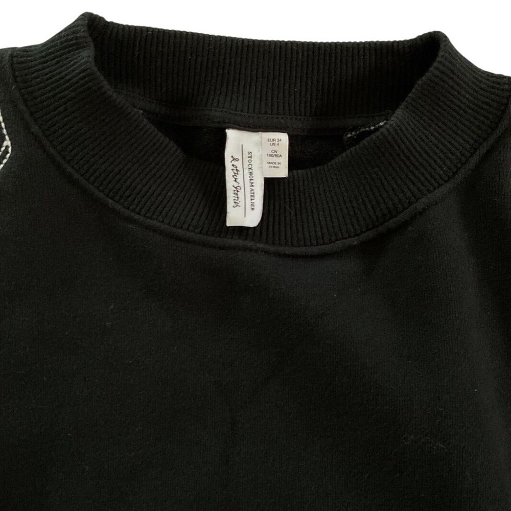 Anthropologie & Other Stories Black Embroidered Sweatshirt Pullover Top US 4 - Picture 6 of 9